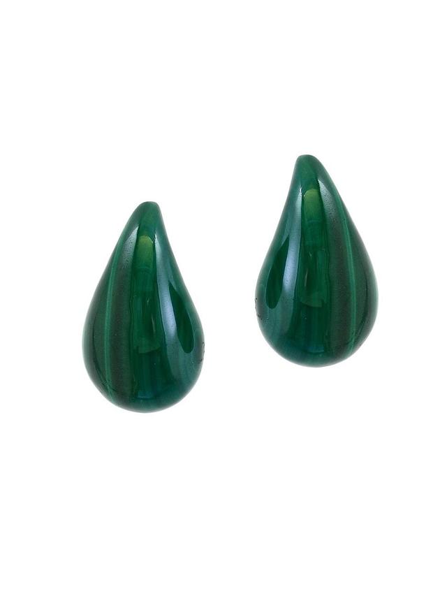 Womens 14K Yellow Gold & Malachite Teardrop Earrings Product Image