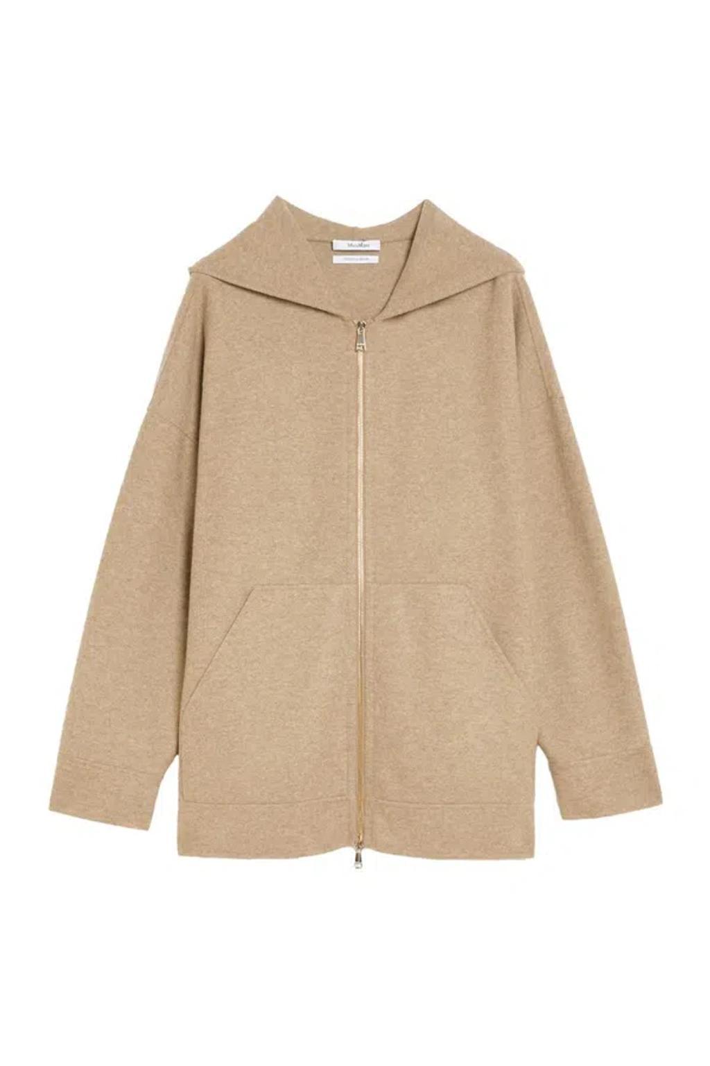 Saio Wool Blend Jersey Zip Hoodie In Nocciola product image