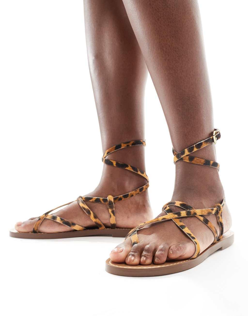 Stradivarius strappy sandals in leopard print  Product Image