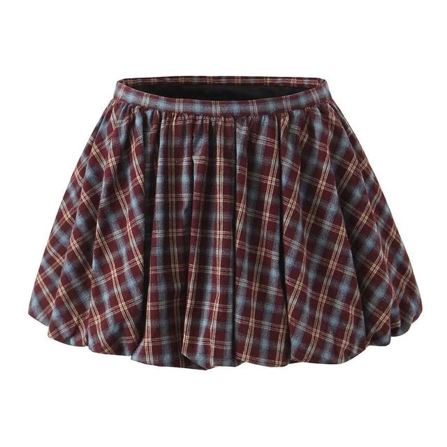 Plaid Mini A-Line Skirt Product Image