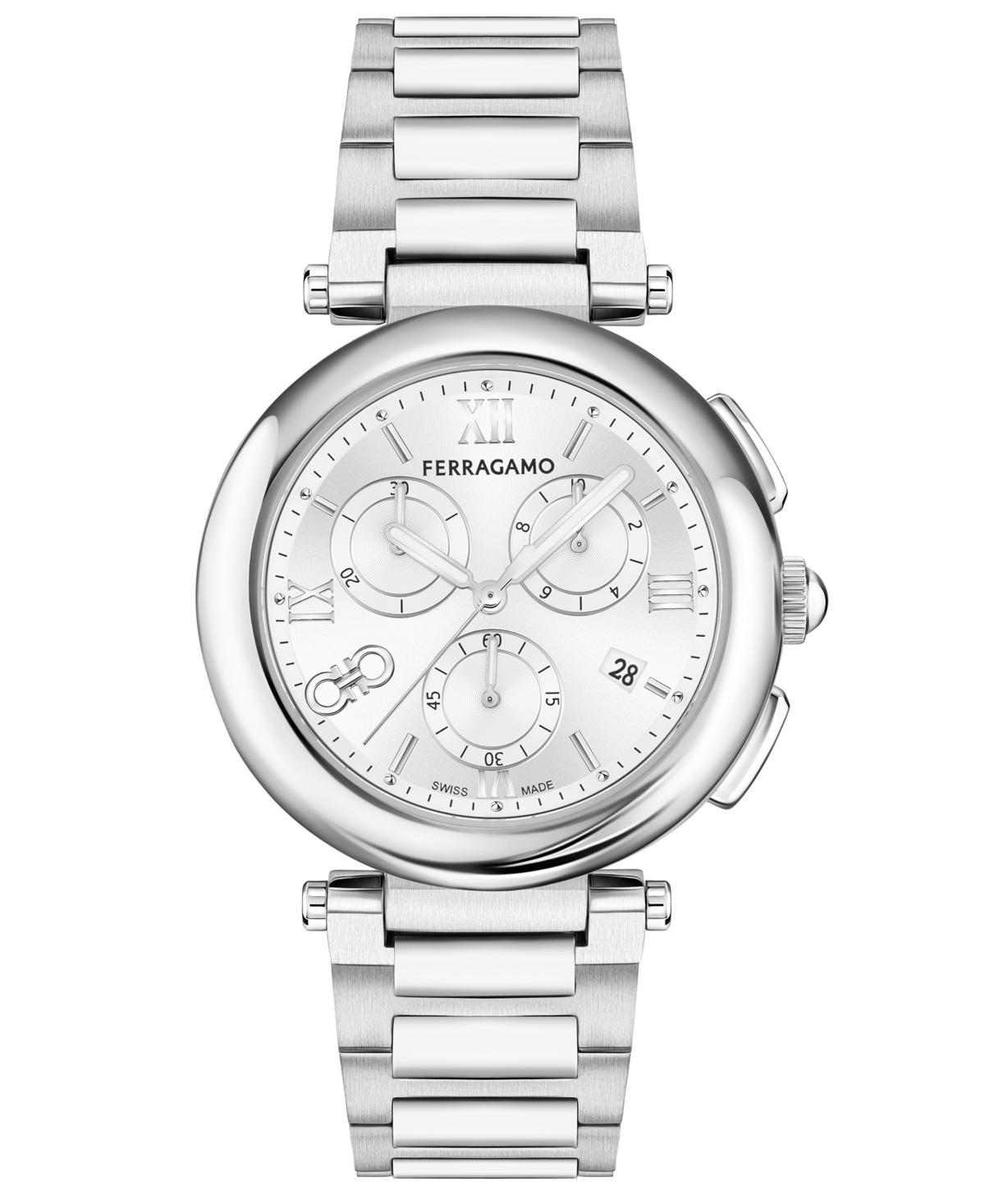 Salvatore Ferragamo Womens Swiss Chronograph Legacy Stainless Steel Bracelet Watch 40mm Product Image