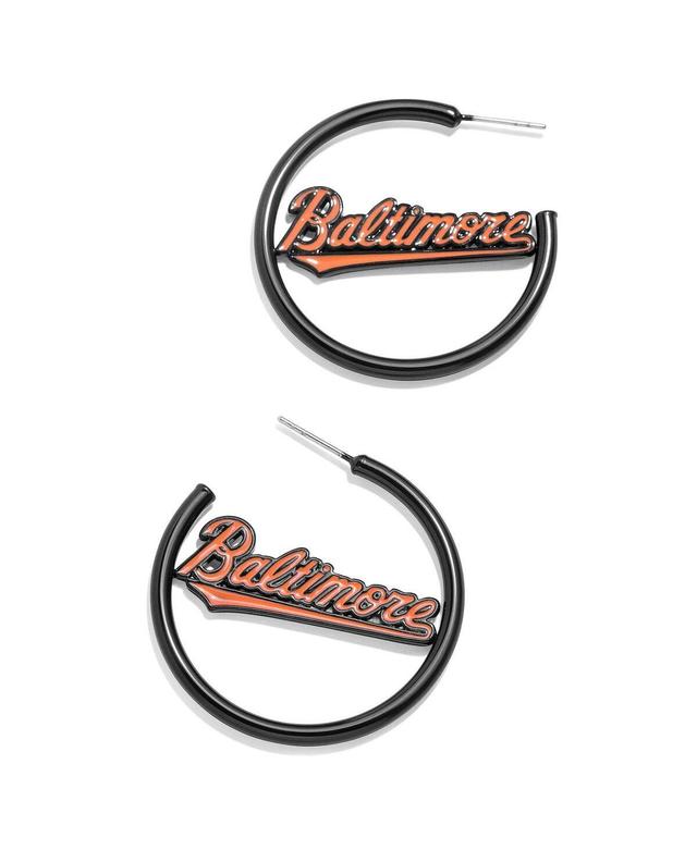 Womens Baublebar Baltimore Orioles Enamel Hoop Earrings - Black Product Image