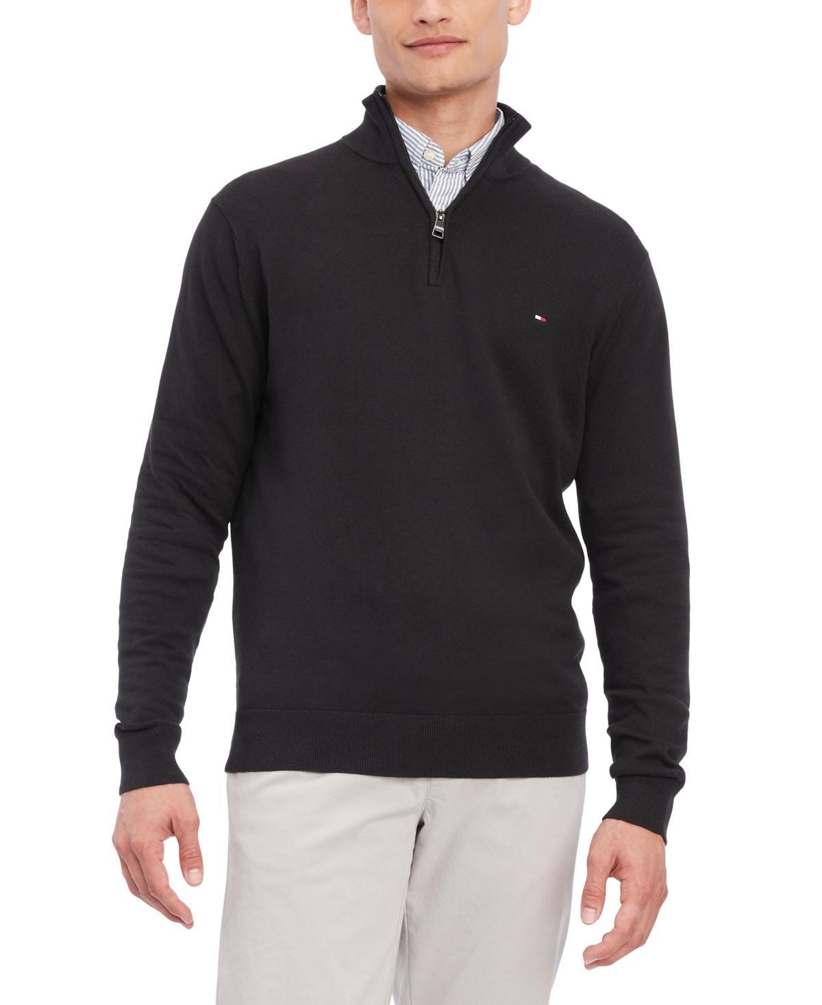 Tommy Hilfiger Mens Essential Embroidered Logo 1/4-Zip Mock Neck Sweater Product Image