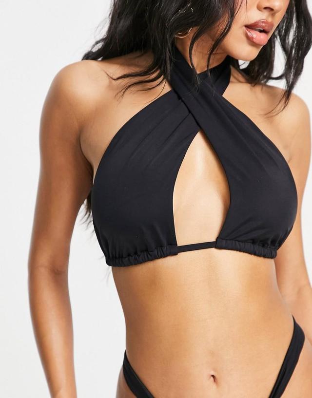 ASOS DESIGN mix and match wrap around bikini top in black  Product Image