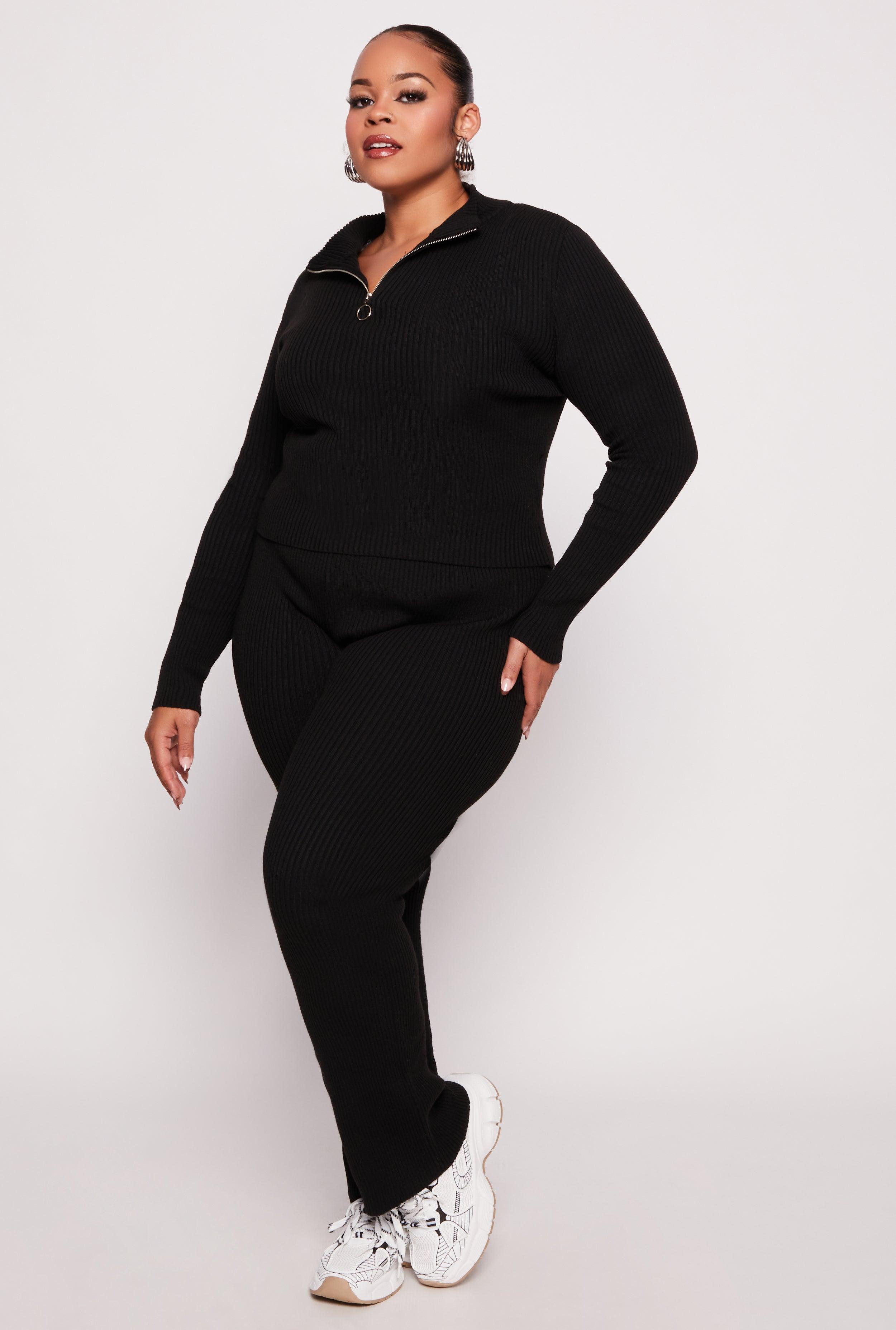 Womens Plus Size Ribbed Knit Pants product image