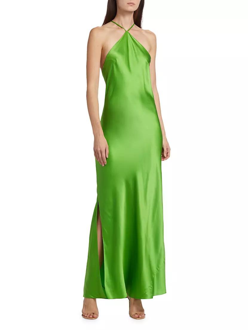 Satin Halter Maxi Dress Product Image