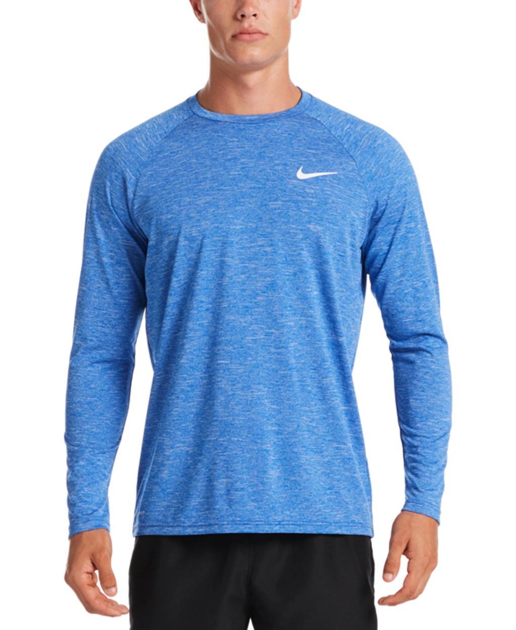 Men's Heather Hydroguard Long Sleeve Swim T-shirt In Blue Product Image