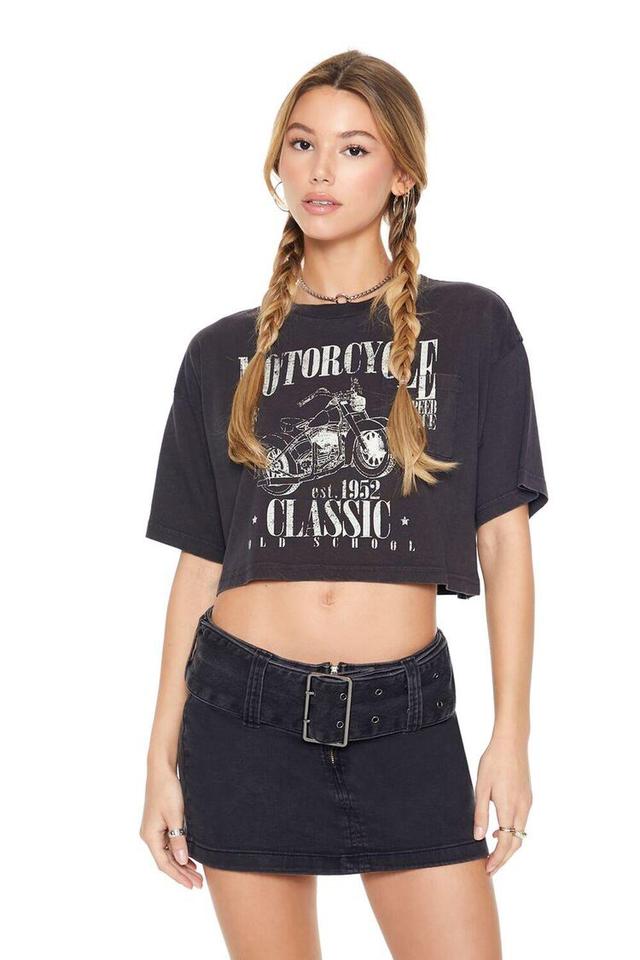 Motorcycle Graphic Cropped Tee | Forever 21 Product Image