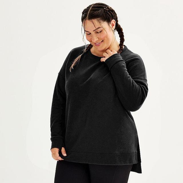 Plus Size Tek Gear Ultrasoft Fleece High Slit Tunic Top, Womens Product Image