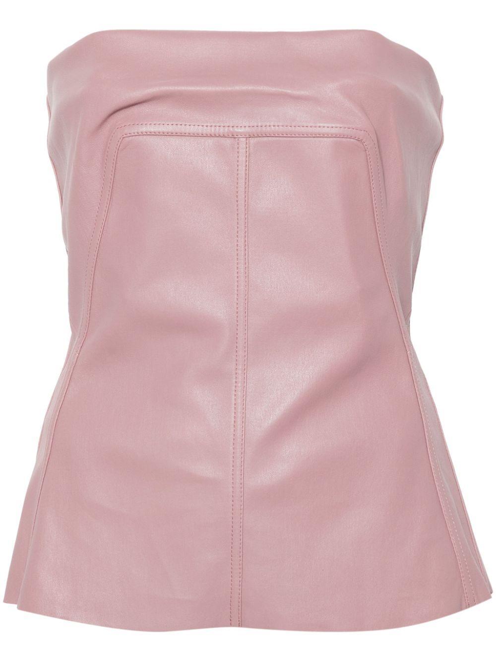 RICK OWENS Leather Bustier Top In Rose Product Image