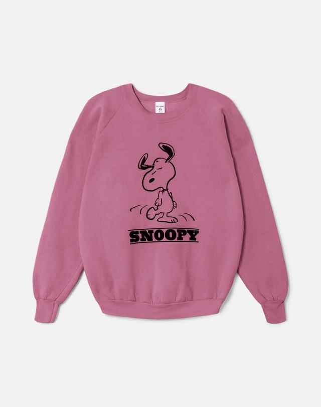 Upcycled "Snoopy Dancing" Sweatshirt in Heathered Pink - 11229724 Female Product Image