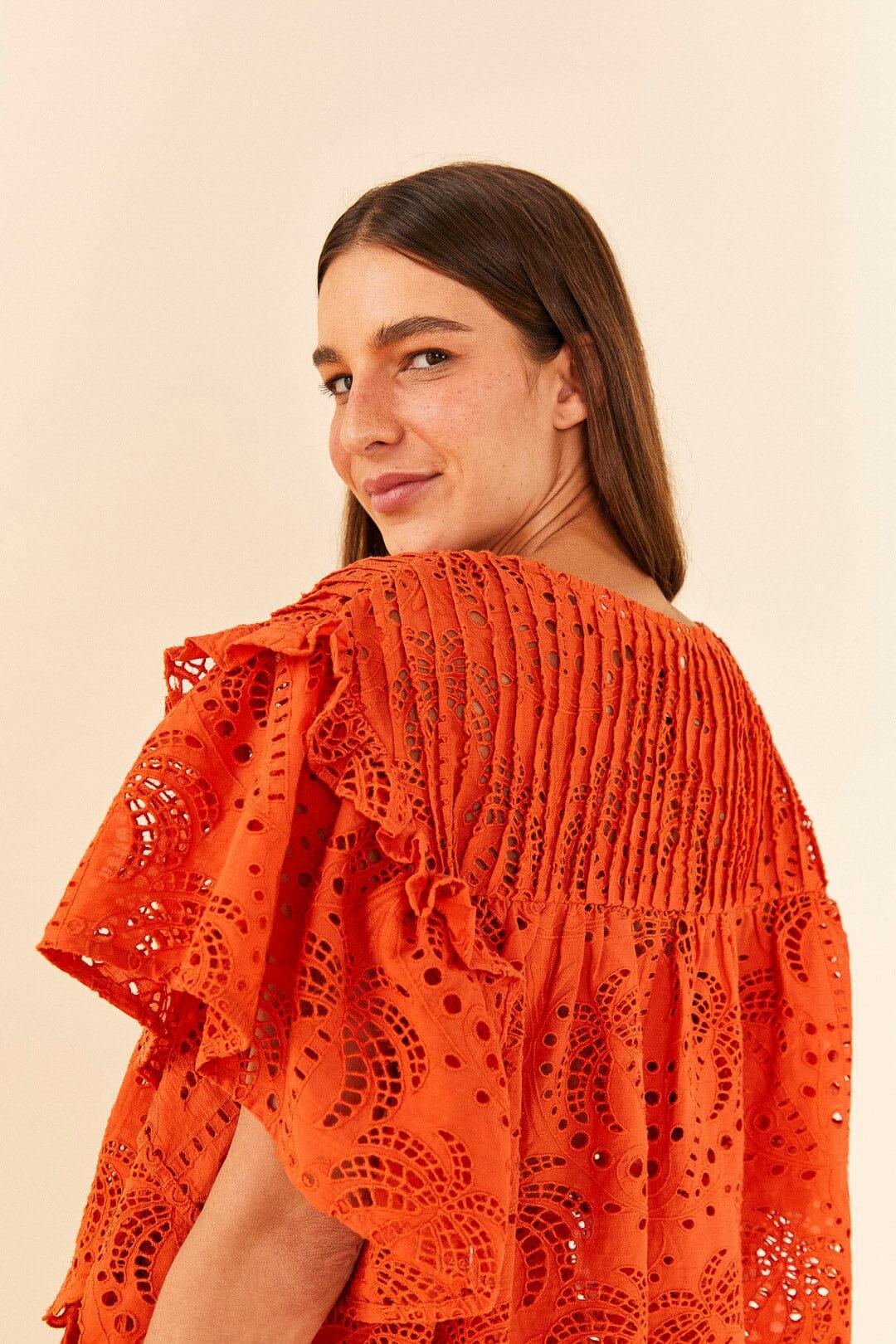 Orange Palm Tree Richelieu Blouse Product Image