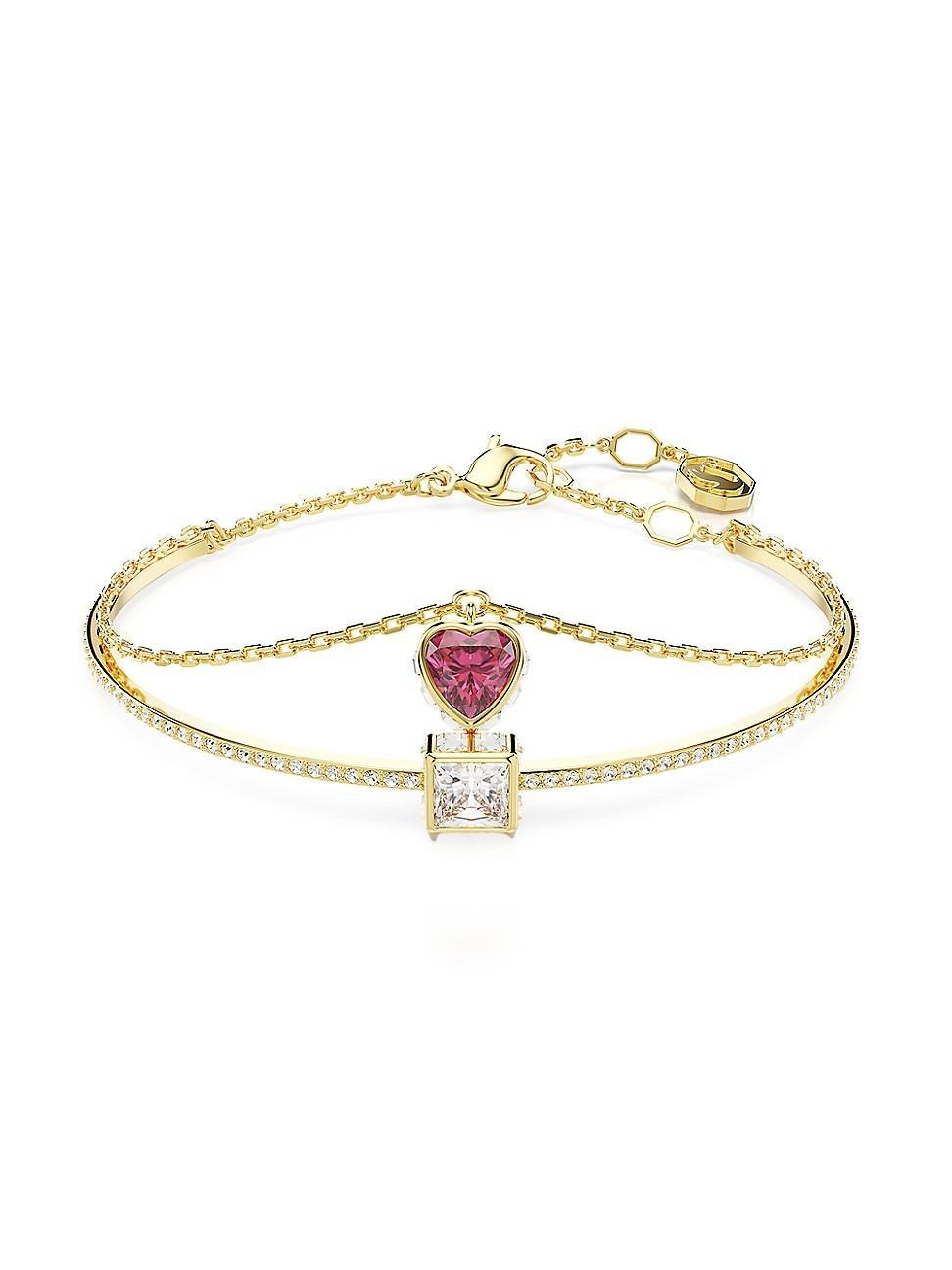 Swarovski Crystal Heart Shaped Chroma Bangle Bracelet - No color Product Image