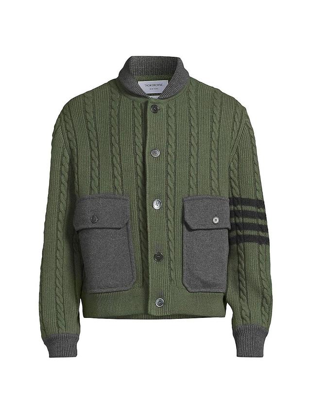 Mens 4-Bar Wool-Blend Cable-Knit Bomber Jacket Product Image