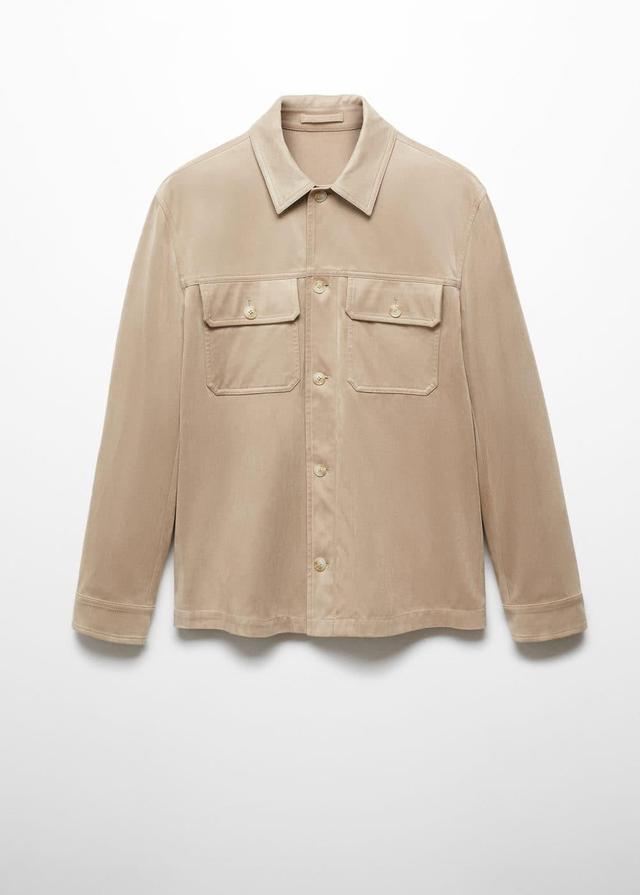 MANGO MAN - Suede effect overshirt with pockets sandMen Product Image