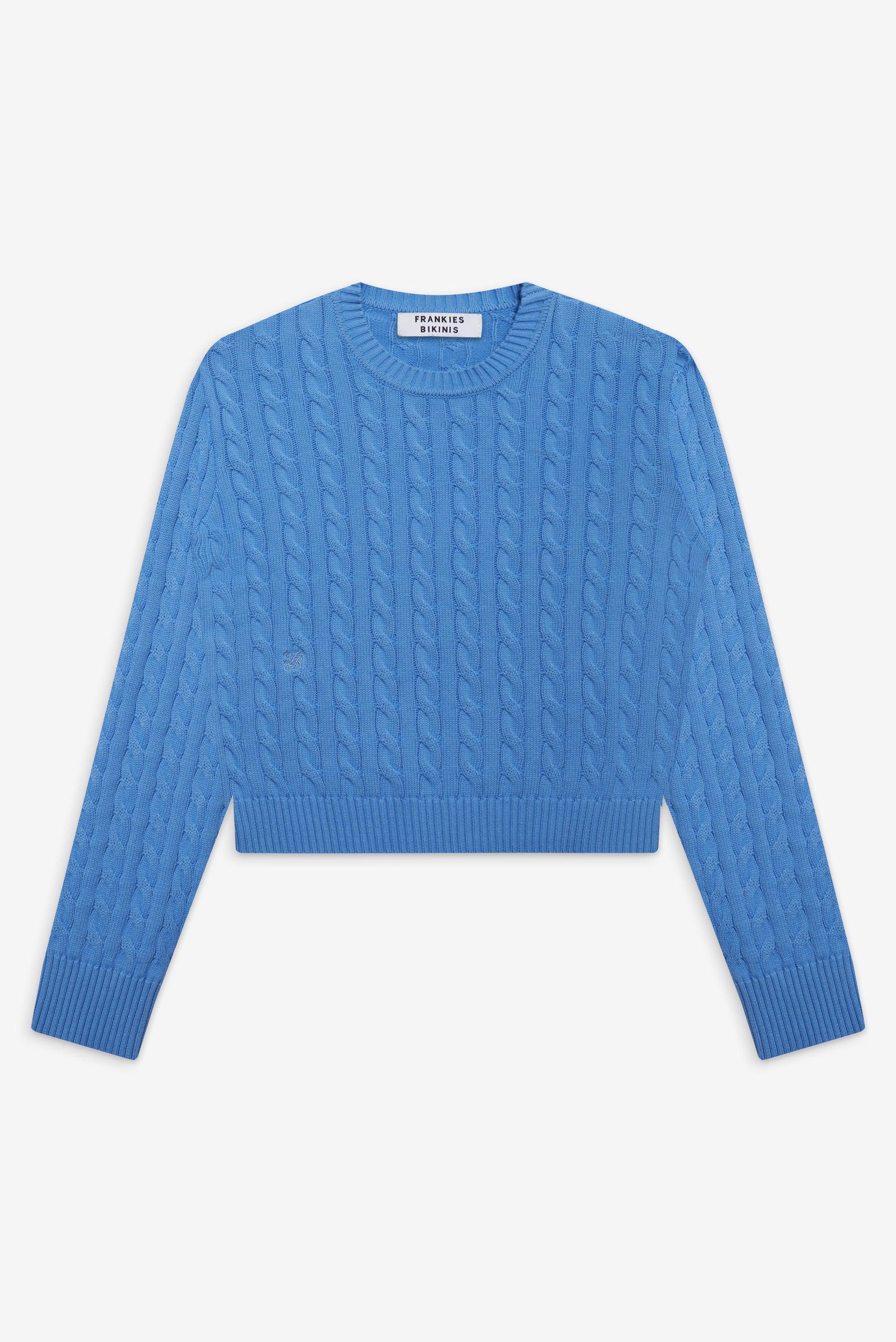 Varsity Cable Knit Sweater - Blue Moon Product Image