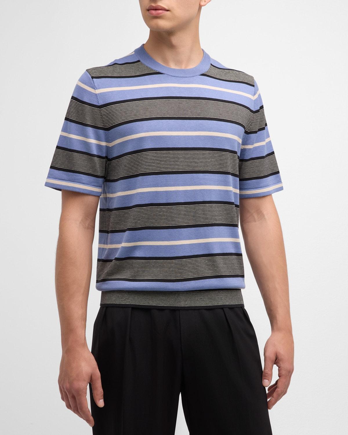 Mens Silk-Cotton Stripe Knit T-Shirt Product Image