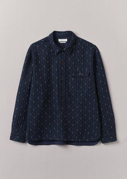 Indigo Running Stitch Overshirt | Indigo Product Image