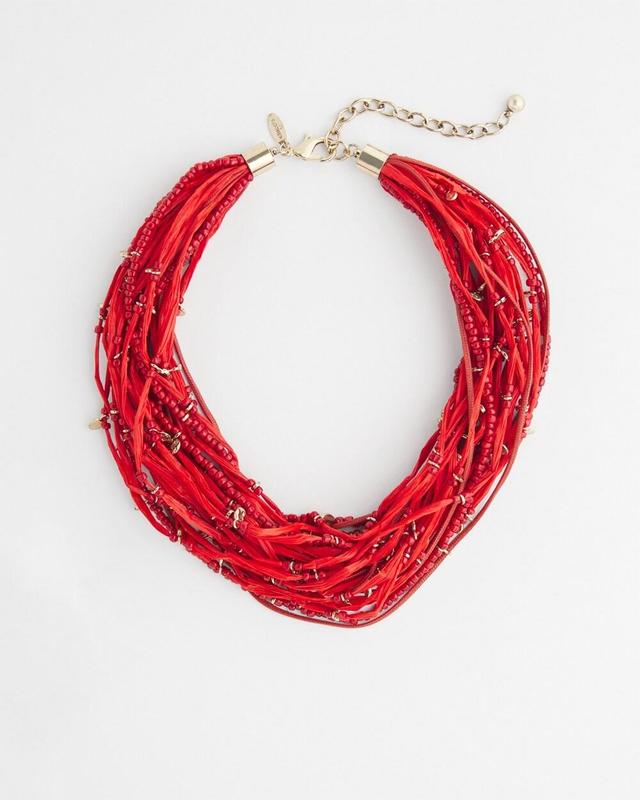 Red Raffia Beaded Necklace   Chico's - Watermelon Punch - Women Product Image