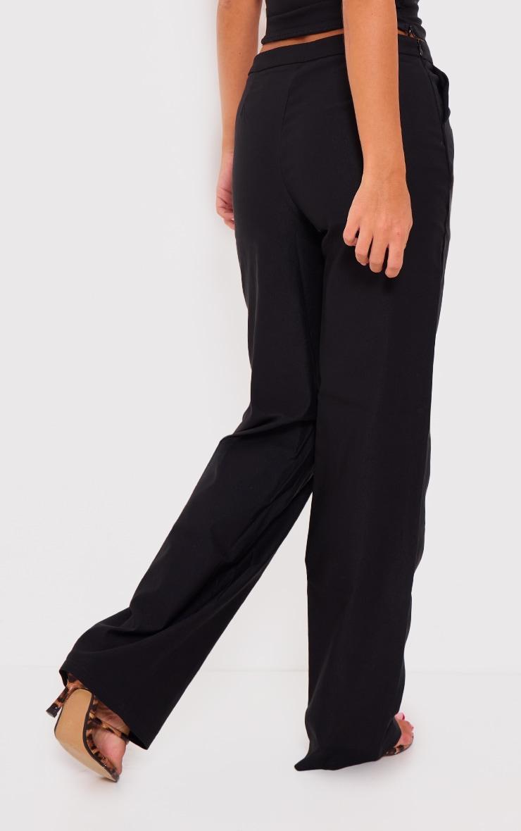 Black Woven Low Rise Straight Leg Trouser Product Image