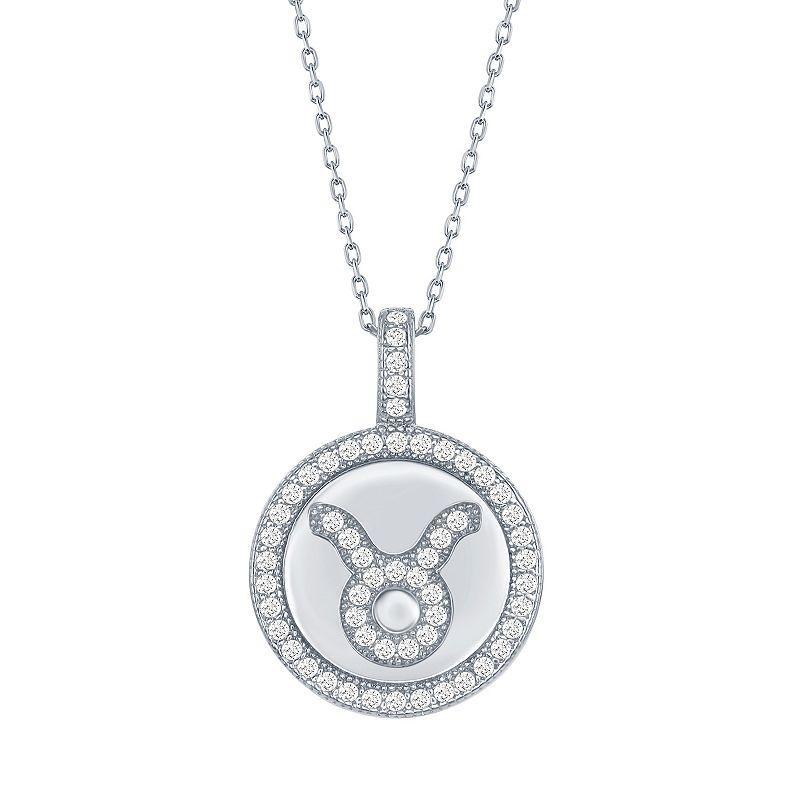 Sterling Silver Cubic Zirconia Zodiac Symbol Necklace, Womens Scorpio Product Image