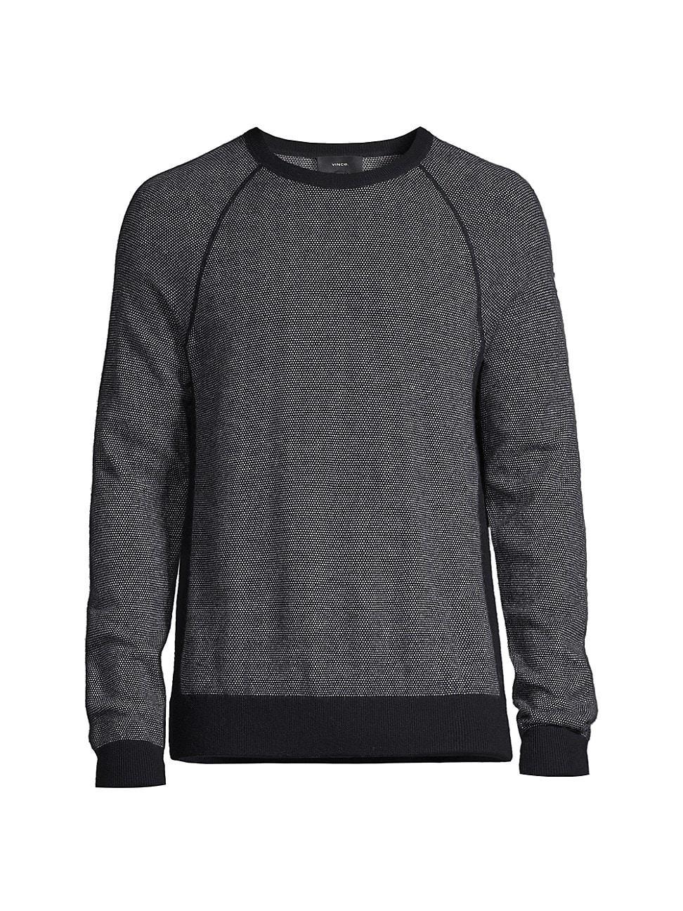 Vince Birdseye Jacquard Wool & Cotton Crewneck Sweater Product Image