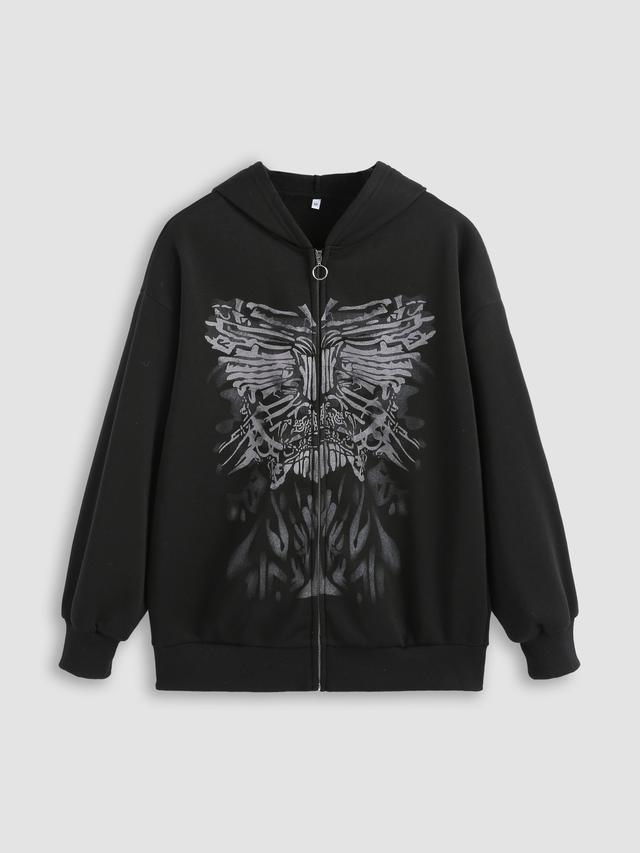 Graphic Oversized Zip Up Hoodie Product Image