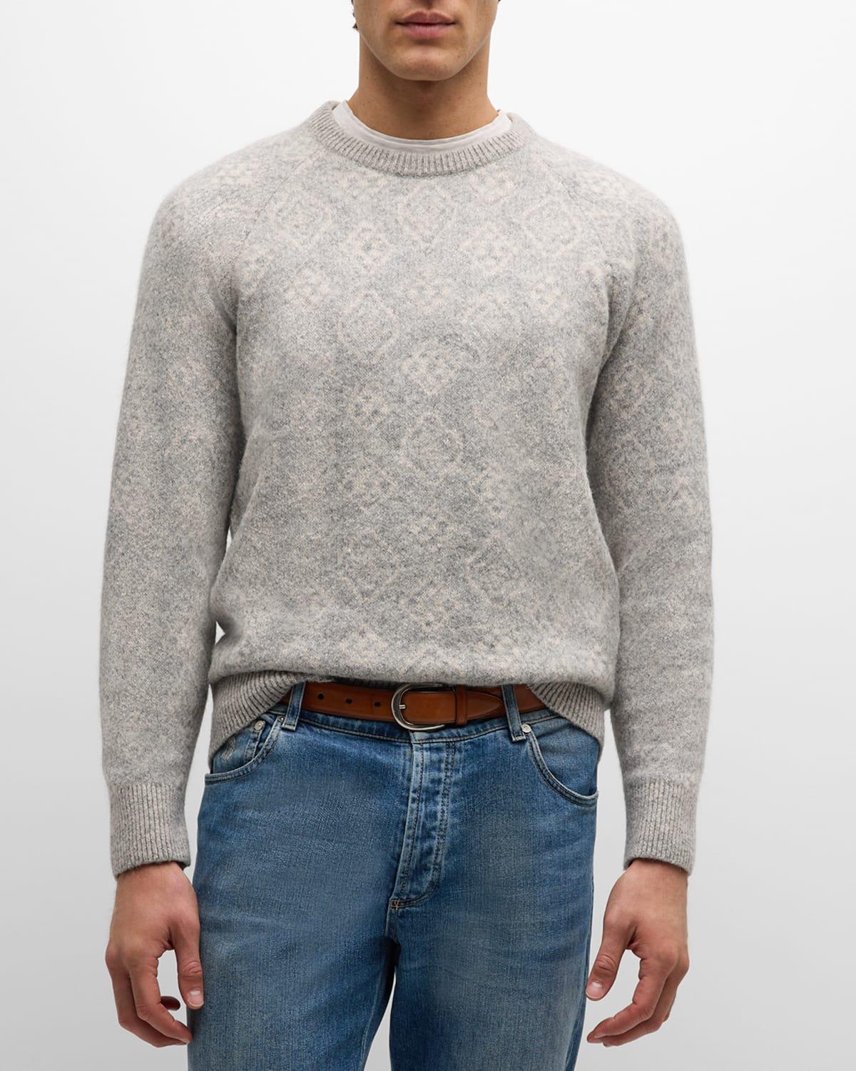 Mens Geometric-Print Crewneck Sweater Product Image