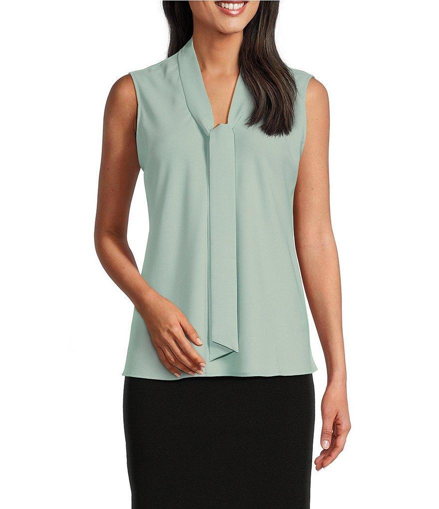 Kasper Tie Front Neck Sleeveless Blouse Product Image