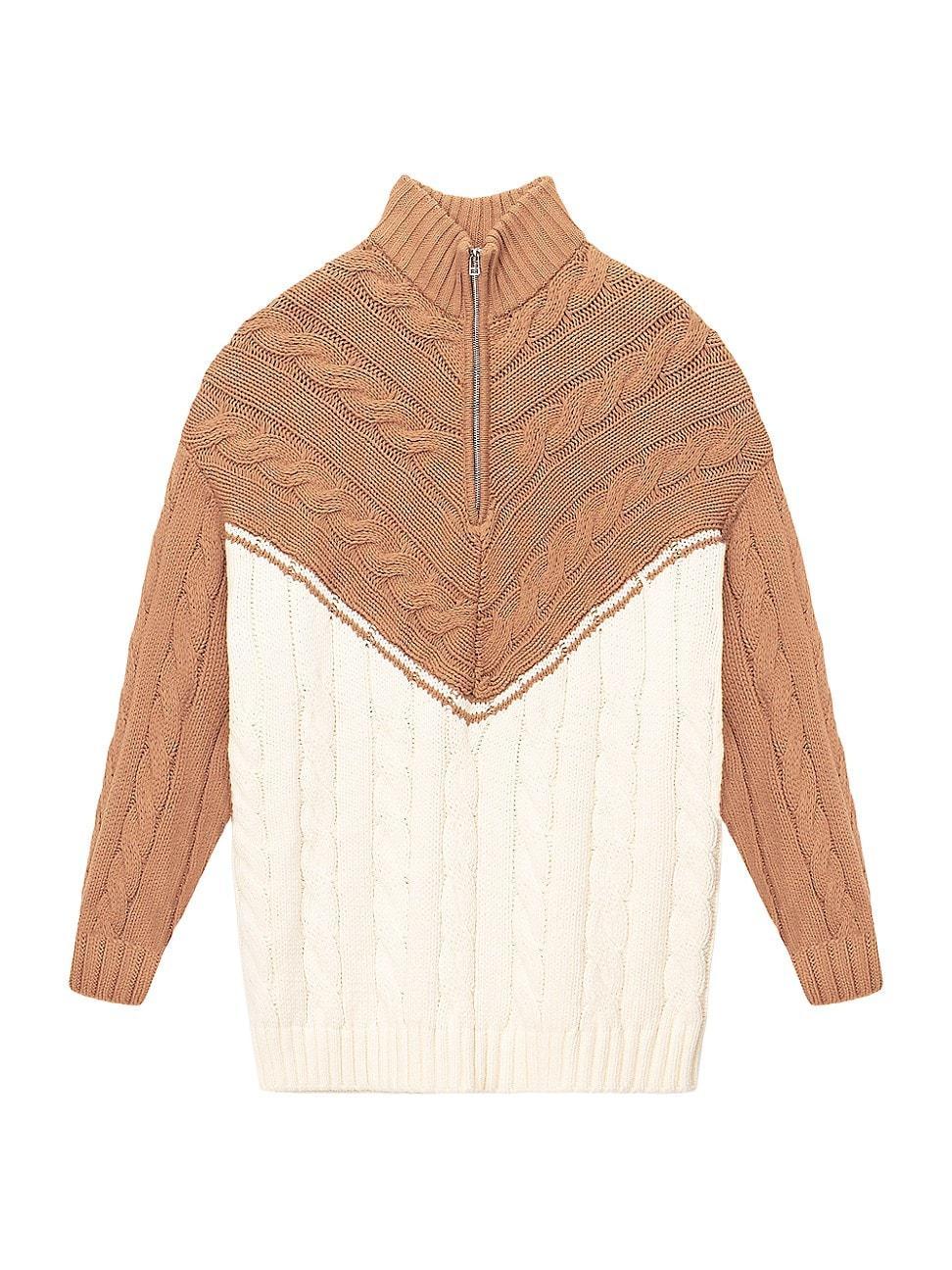 Womens Hampton Colorblocked Cable-Knit Sweater product image