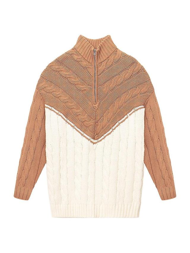 Womens Hampton Colorblocked Cable-Knit Sweater Product Image