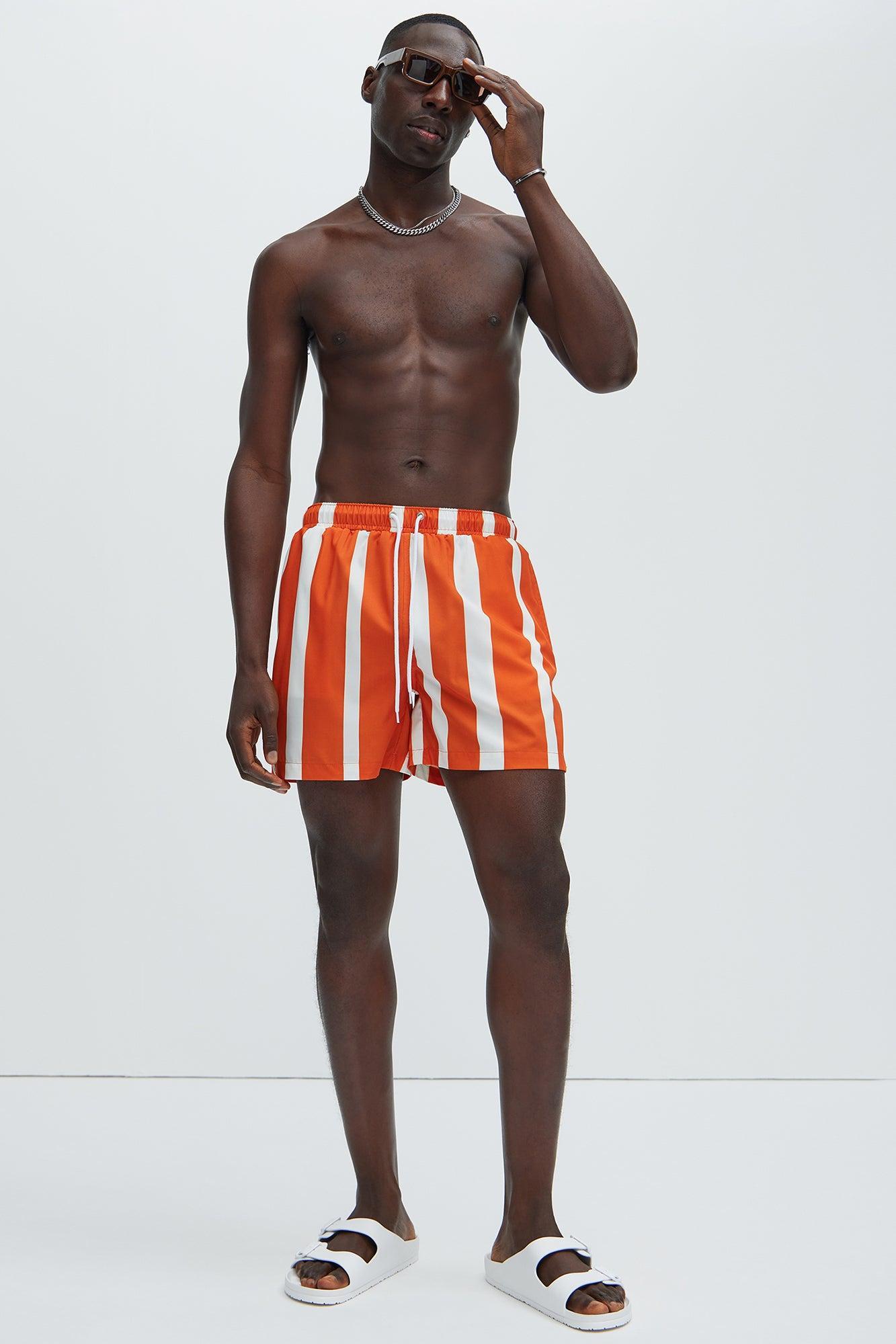 Terracotta Stripes Swim Trunks - Orange Product Image