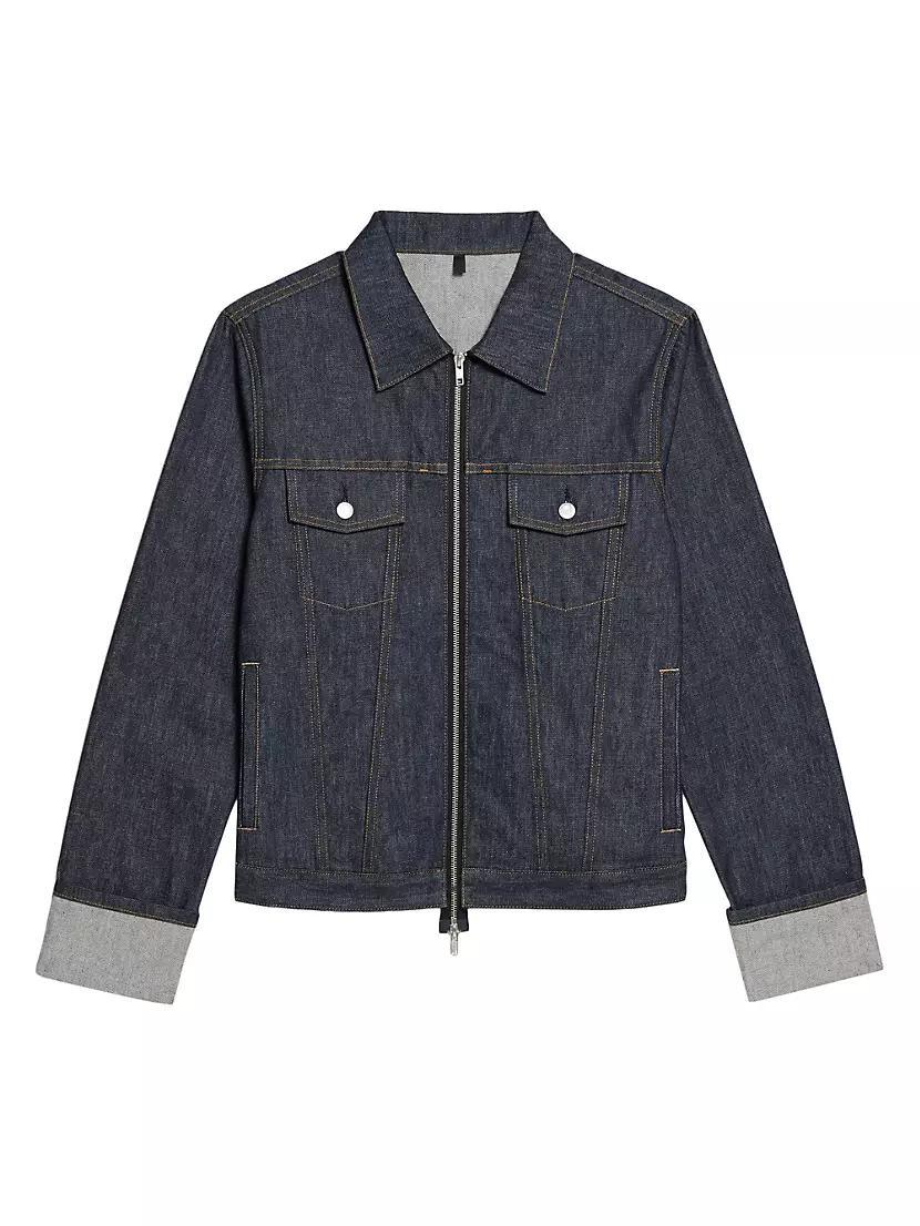 Denim Cuffed Zip-Front Trucker Jacket product image