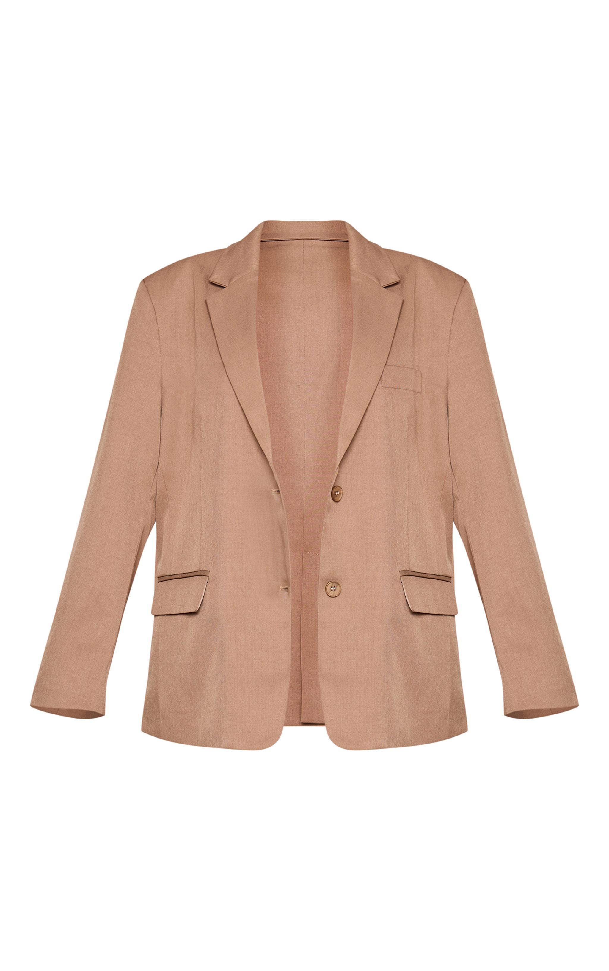 Petite Taupe Woven Oversized Blazer Product Image