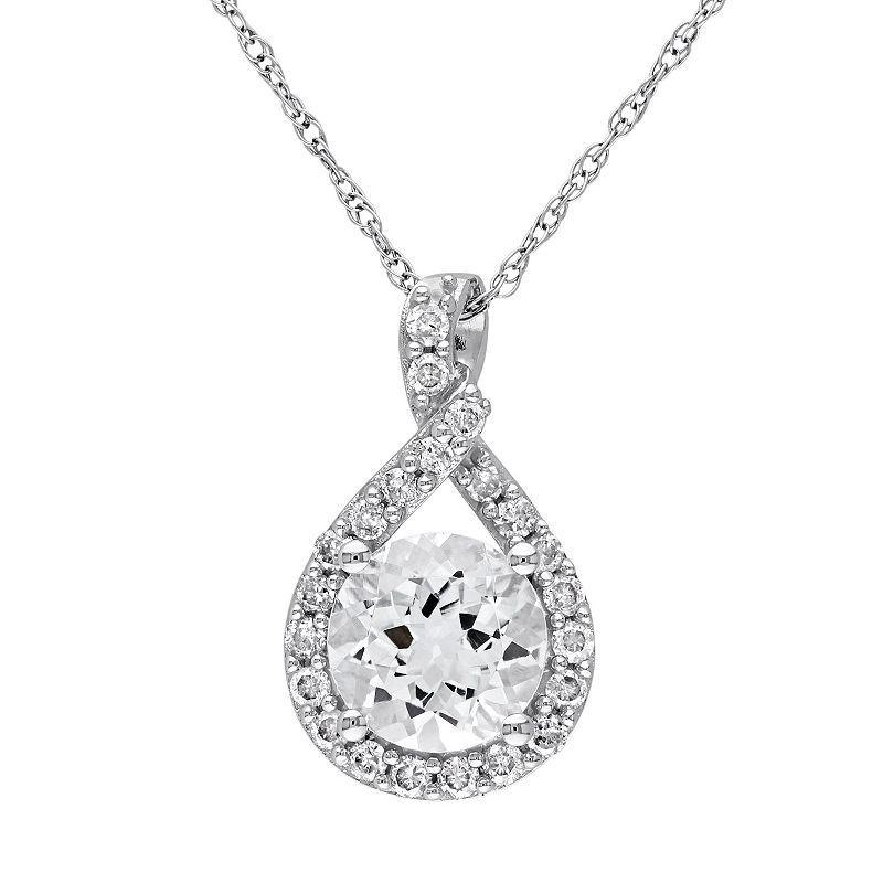 Stella Grace 10k White Gold Aquamarine & 1/5 Cart T.W. Diamond Infinity Pendant Necklace, Womens Blue Product Image