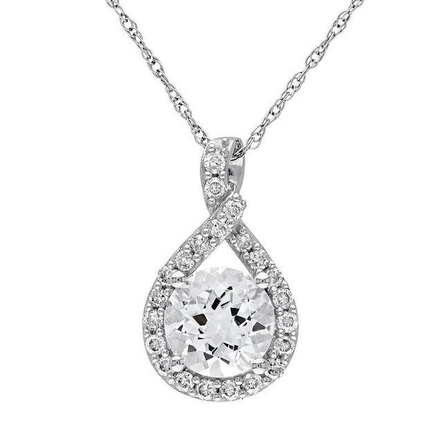 Stella Grace 10k White Gold Aquamarine & 1/5 Cart T.W. Diamond Infinity Pendant Necklace, Womens Blue Product Image