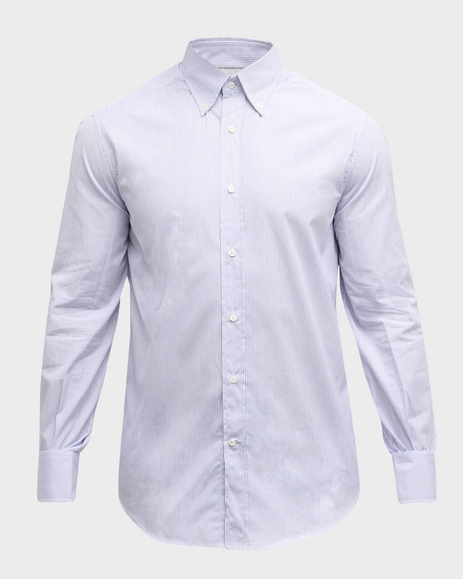 Men's Cotton Micro-Stripe Sport Shirt Product Image