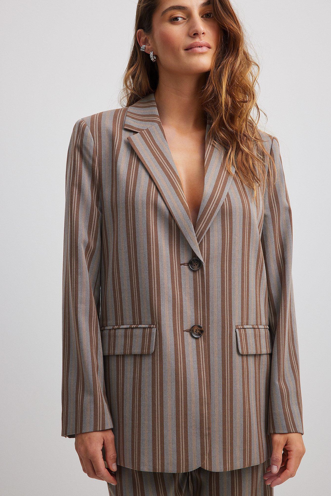 Striped Oversized-fit Blazer Product Image