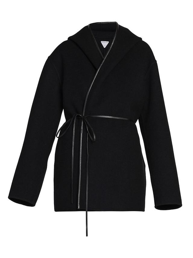 Womens Hooded Wool & Cashmere Wrap Coat Product Image