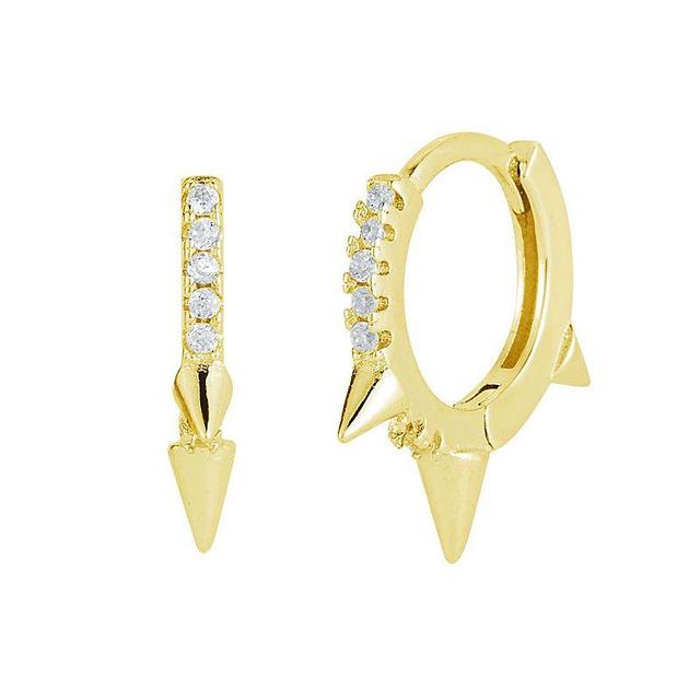 Sunkissed Sterling Cubic Zirconia Spike Hoop Earrings, Womens, Gold Product Image