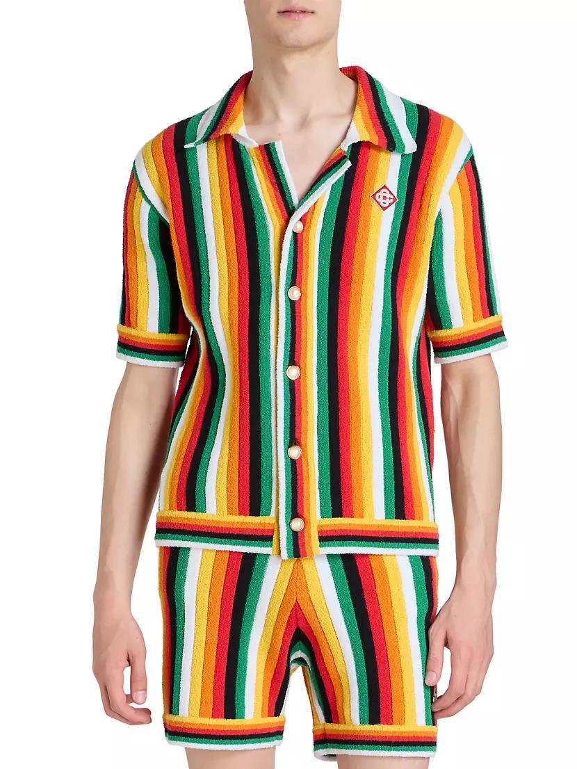 Striped Towelling Camp Shirt Product Image