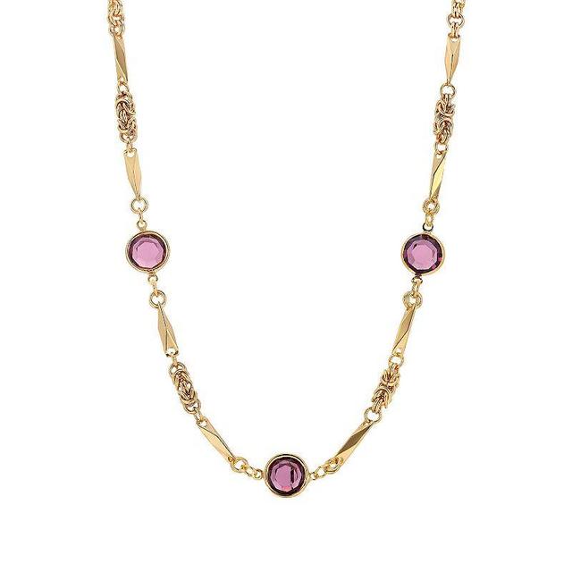 1928 Gold-tone Black Channel Necklace, Womens, Purple Product Image