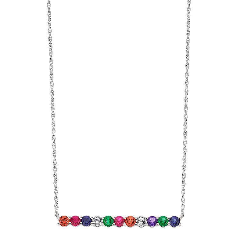 Sterling Silver Gemstone Bar Necklace, Womens Product Image