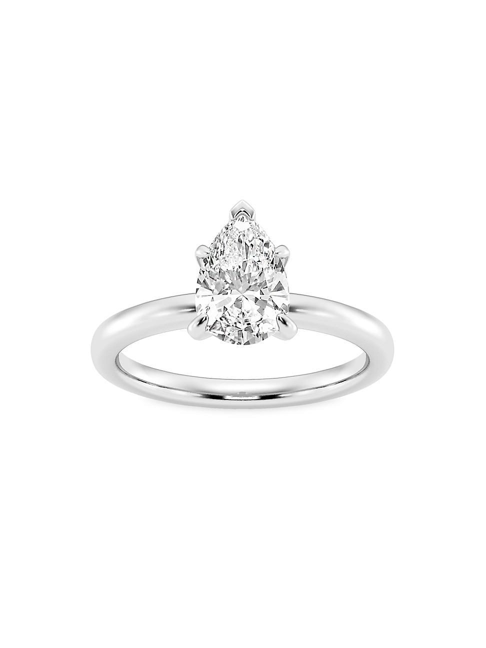 Womens 14K White Gold & Pear-Cut Lab-Grown Diamond Solitaire Ring/0.50-5.00 TCW Product Image