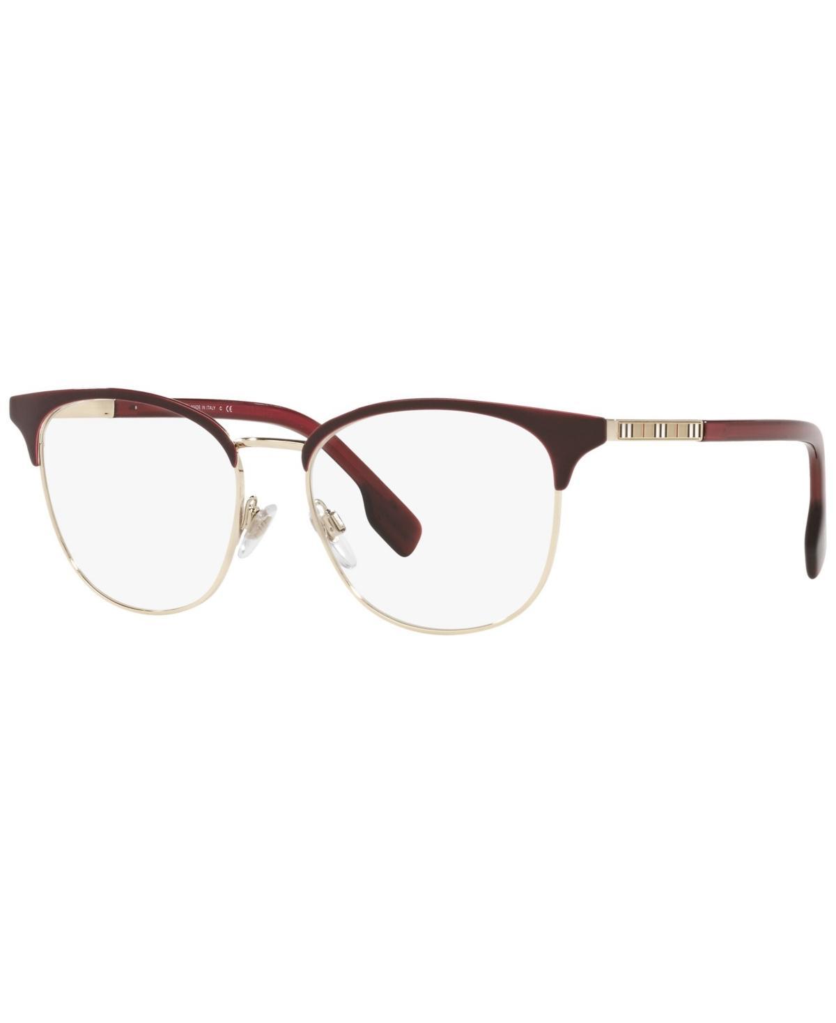 Burberry BE1355 Womens Square Eyeglasses - Light Gold-Tone, Bordeaux Product Image