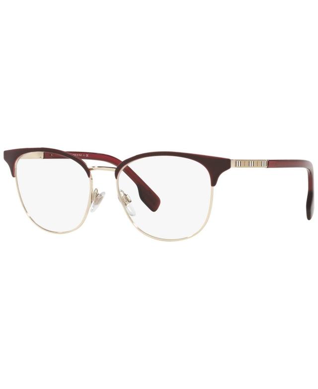 Burberry BE1355 Womens Square Eyeglasses - Light Gold-Tone, Bordeaux Product Image