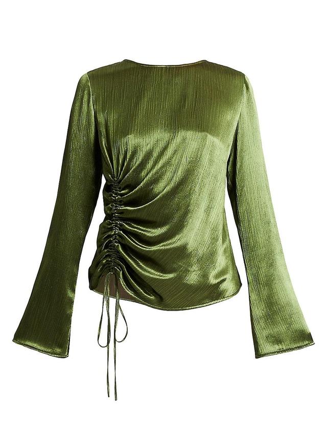 Womens Fabi Ruched Satin Blouse Product Image