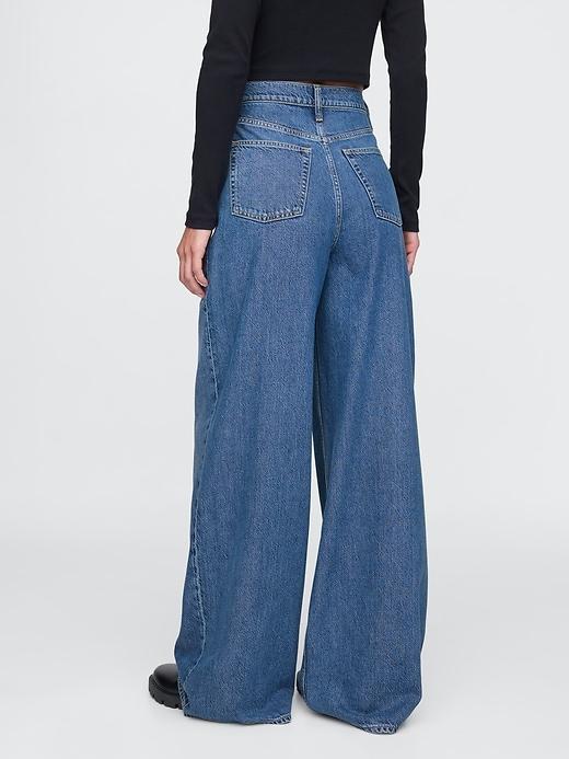 Mid Rise Pinstripe Baggy Jeans Product Image