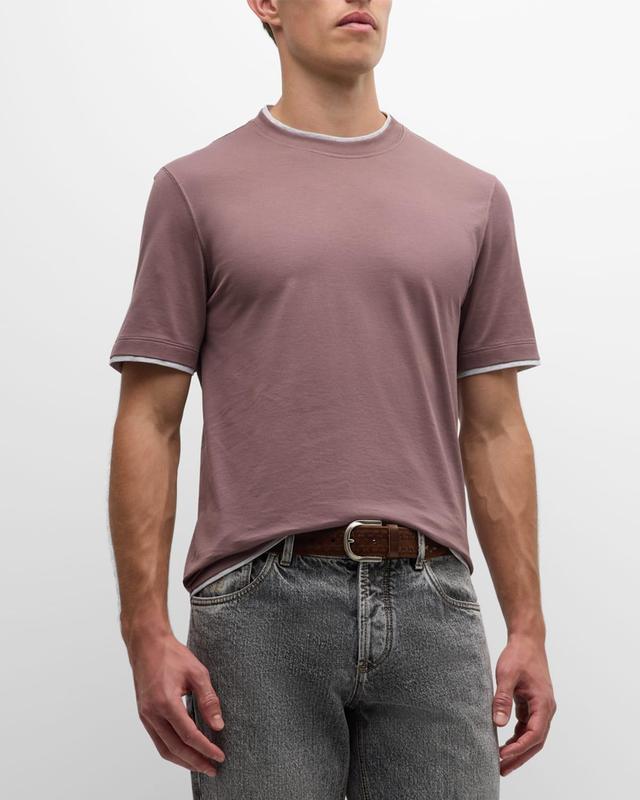 Mens Cotton Crewneck T-Shirt with Tipping Product Image