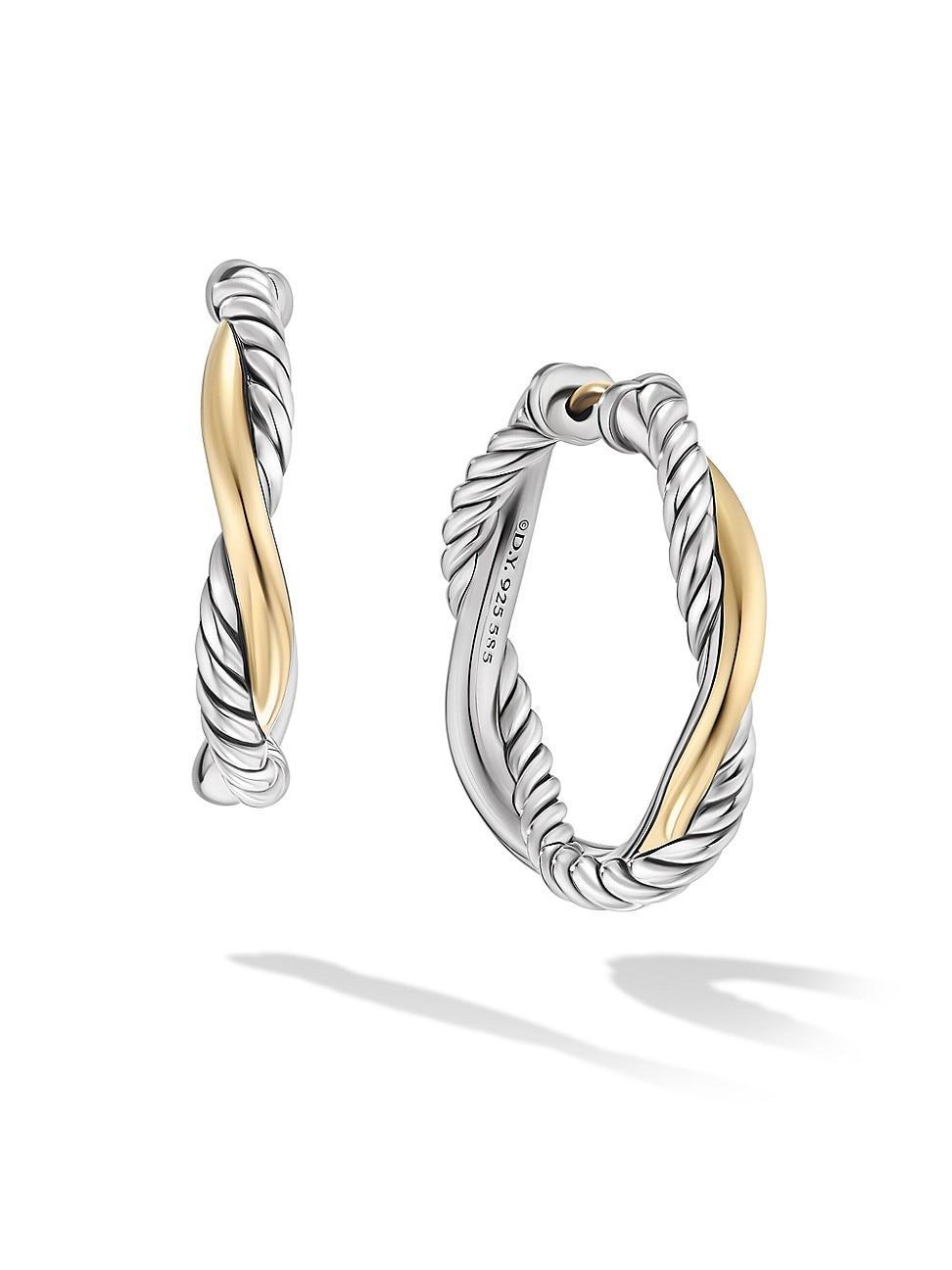 Womens Infinity Hoop Earrings in Sterling Silver with 14K Yellow Gold, 42MM Product Image